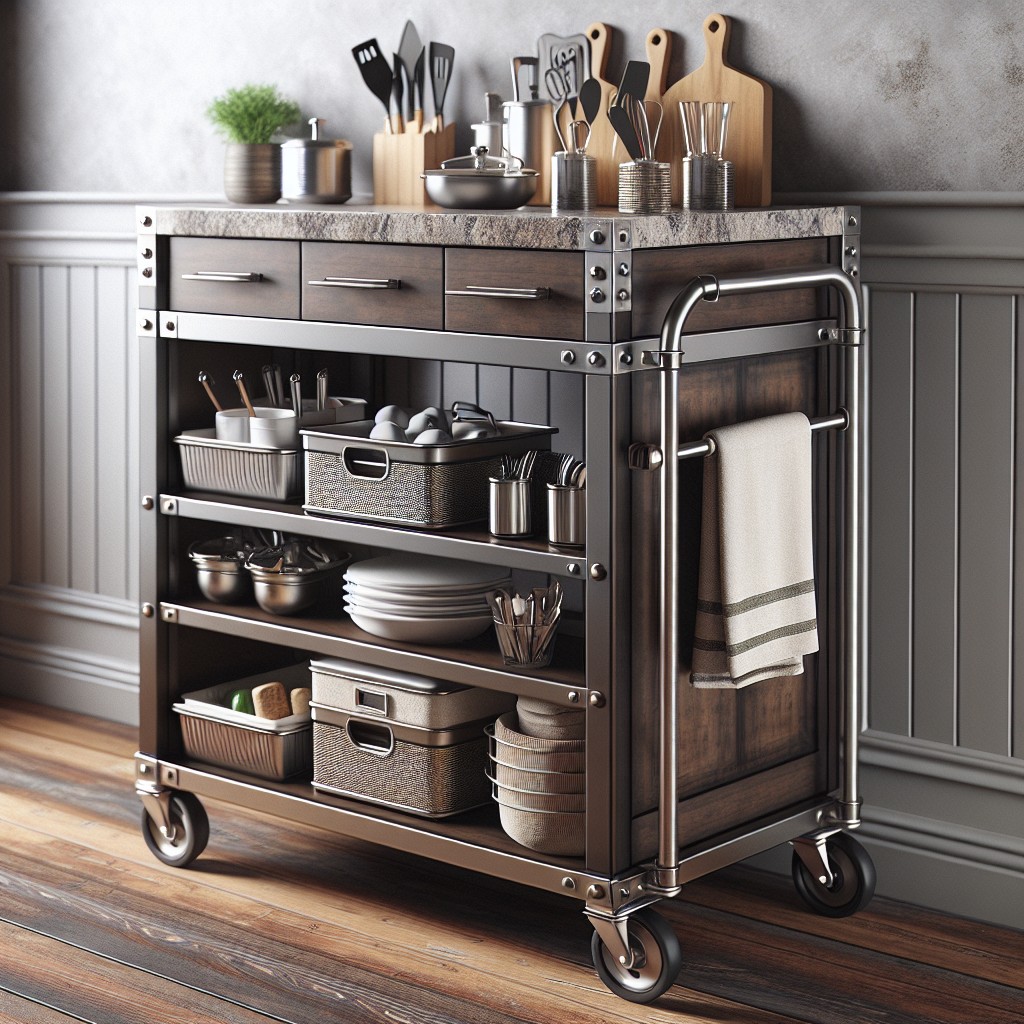 ultimate mobility kitchen island with industrial wheels