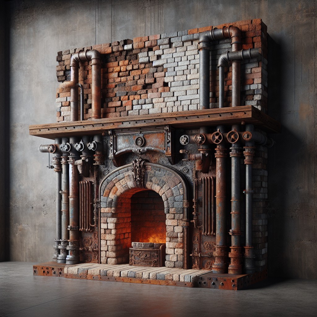 upcycled material in industrial fireplaces