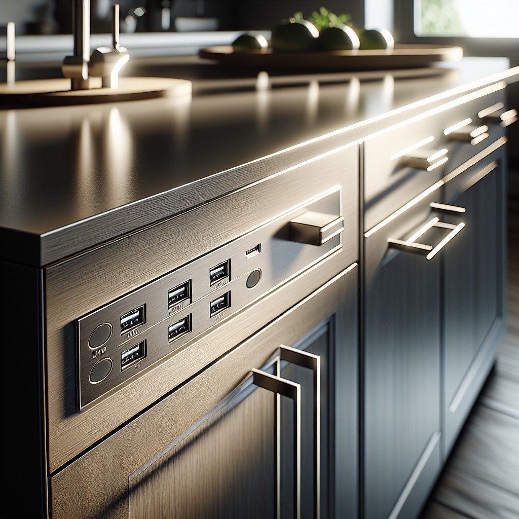 usb charging stations incorporated within cabinet handles