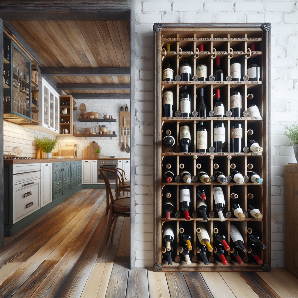vintage wine rack between the cutout