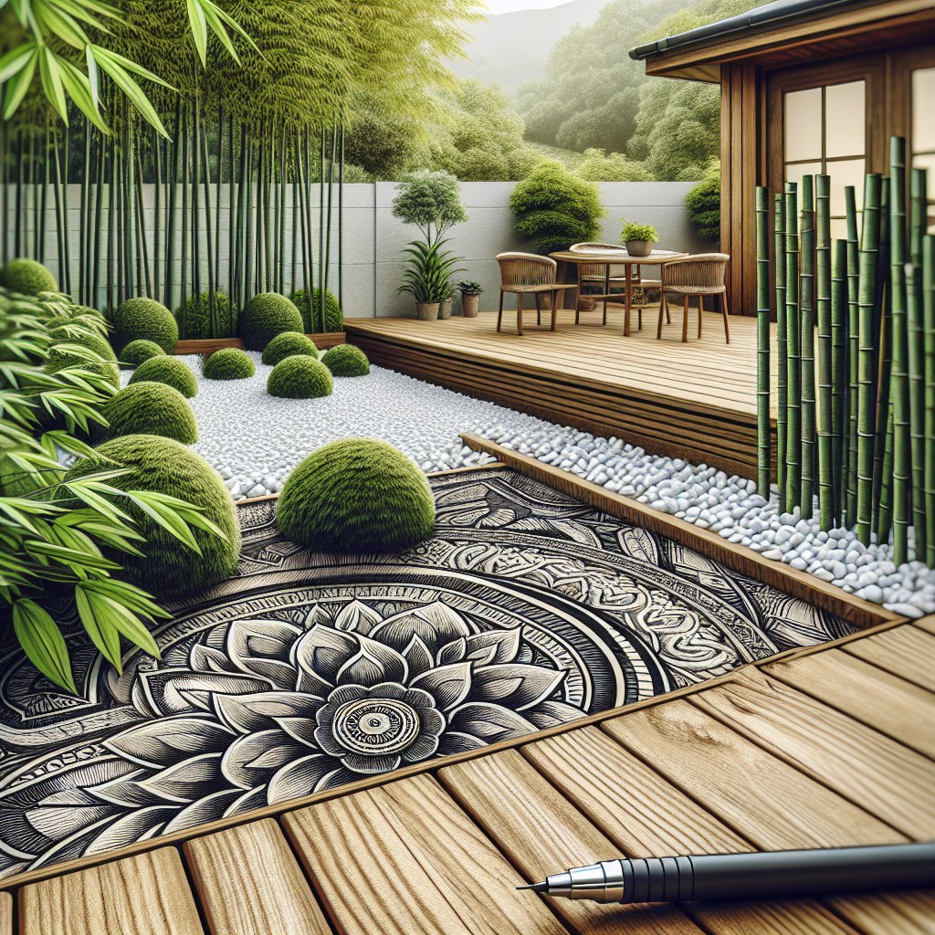zen garden inspired deck skirting