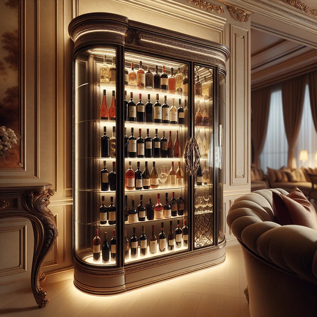 elegant mirror backed wine cabinets