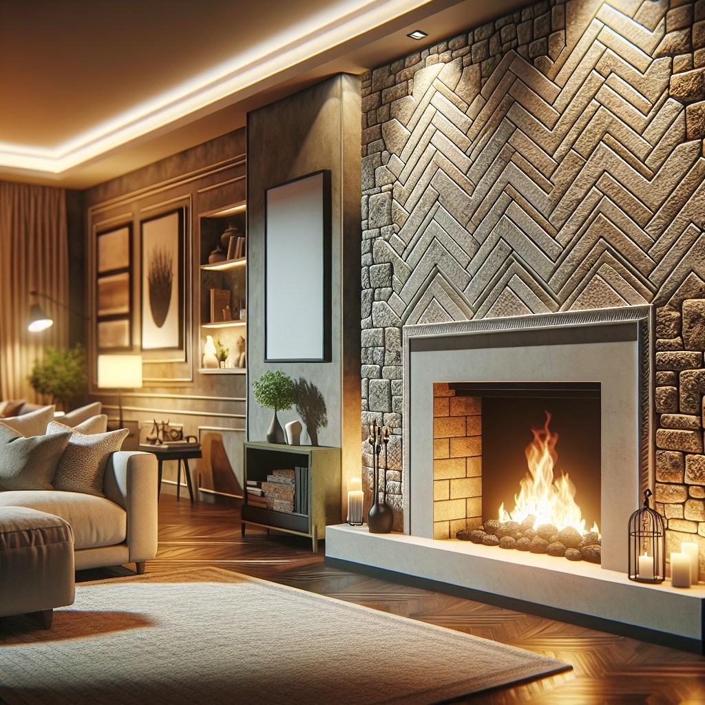 fireplace tiles with chevron chic