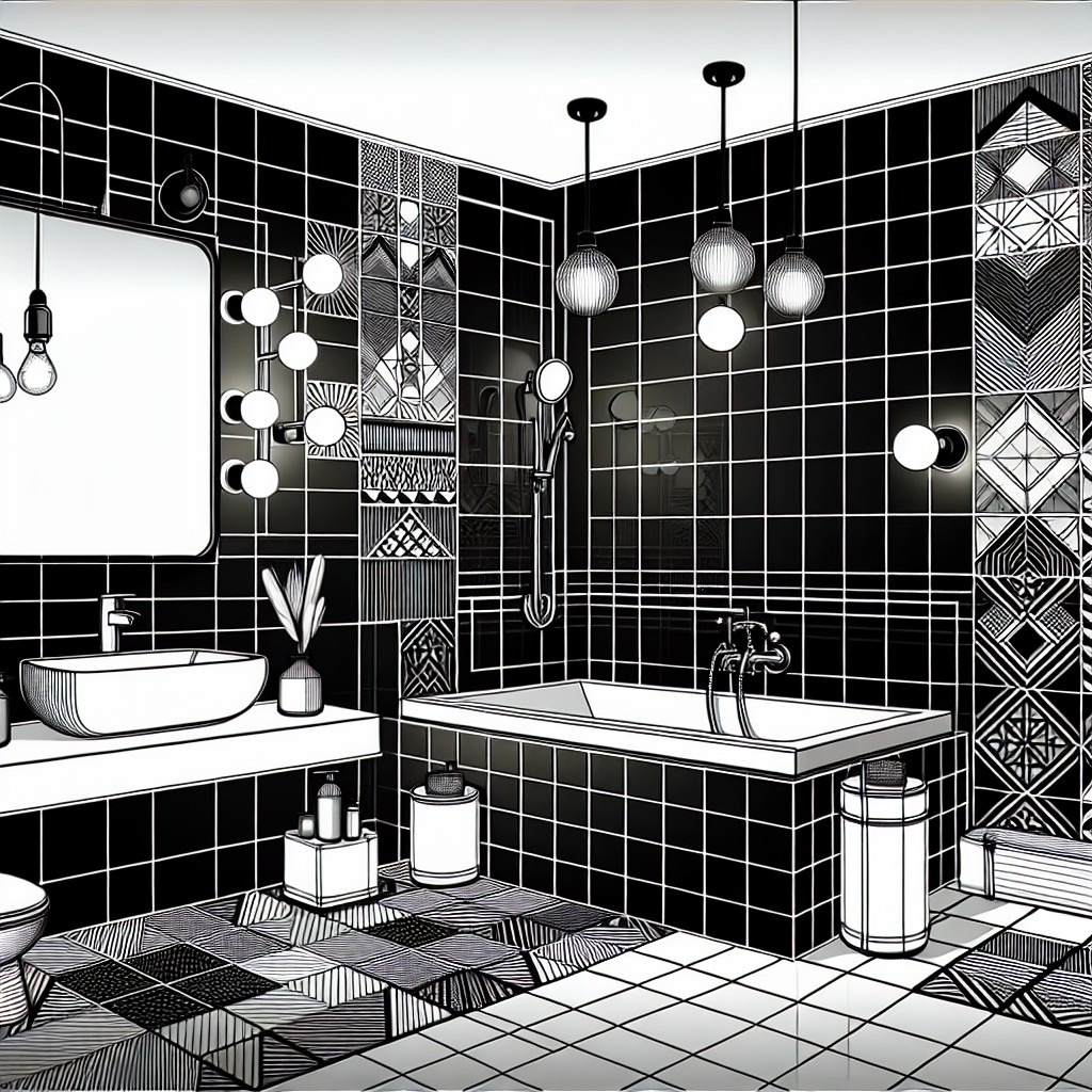 geometric patterns on black tiles