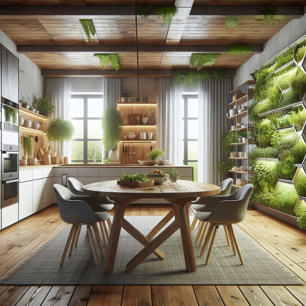 incorporation of vertical gardens or green backsplashes in farmhouse kitchens