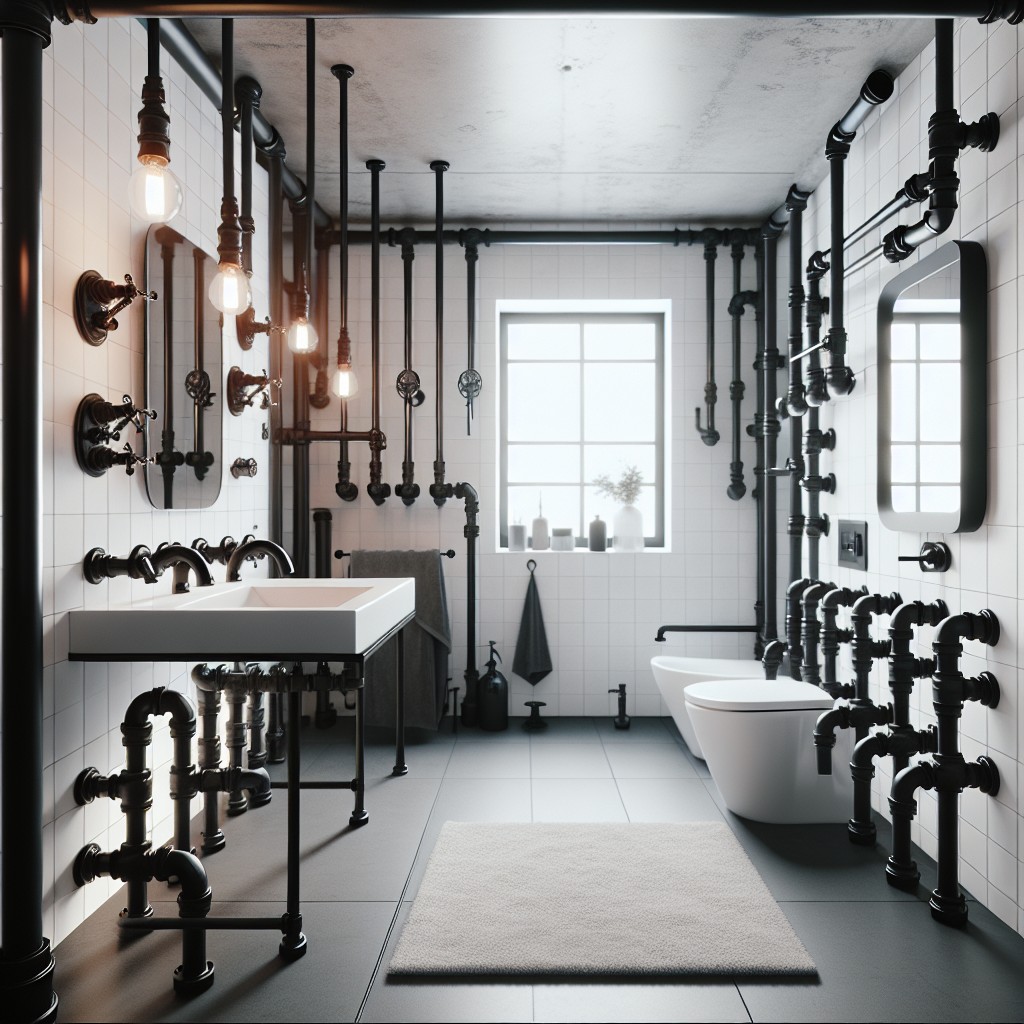 industrial chic with black iron pipes