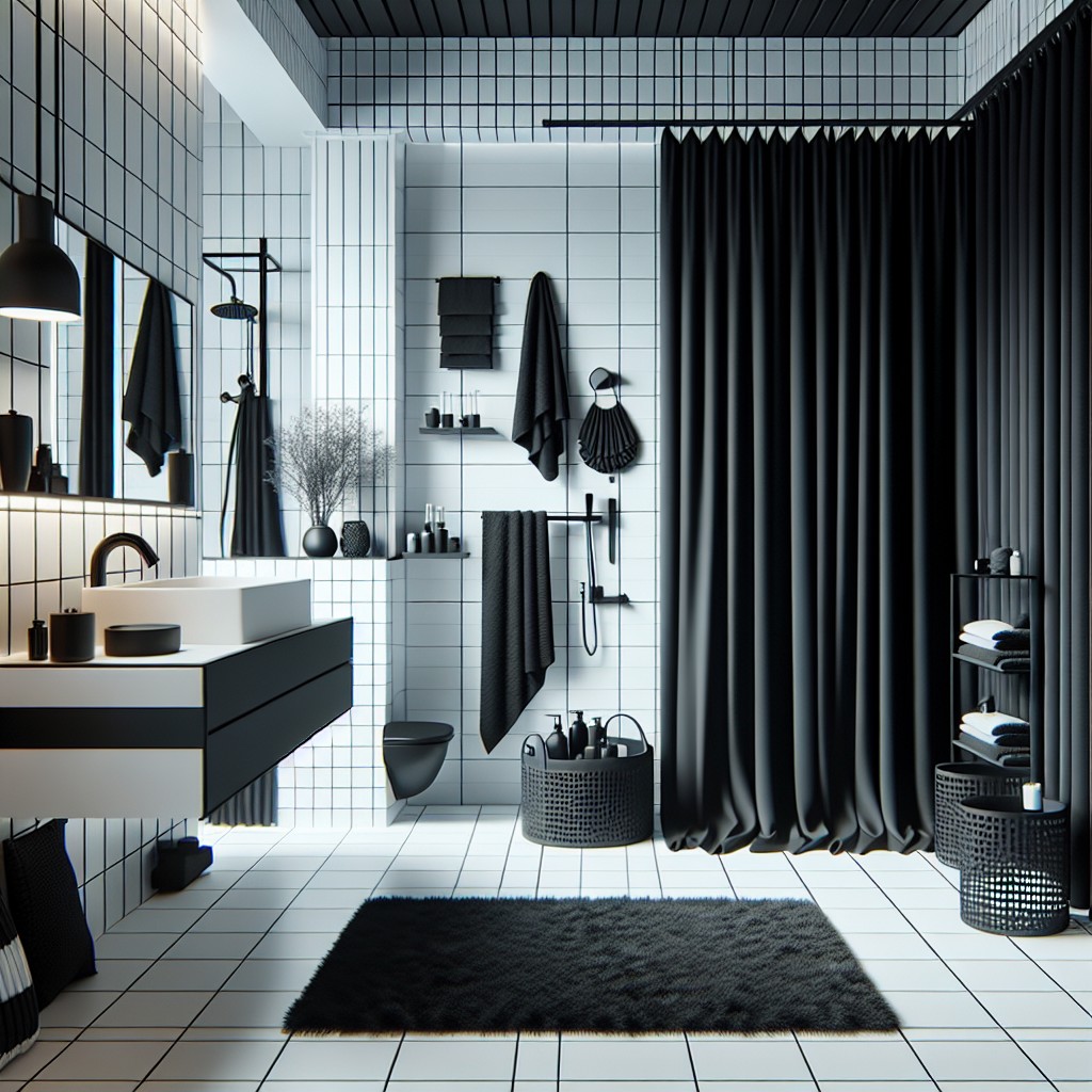 stylish black shower curtains