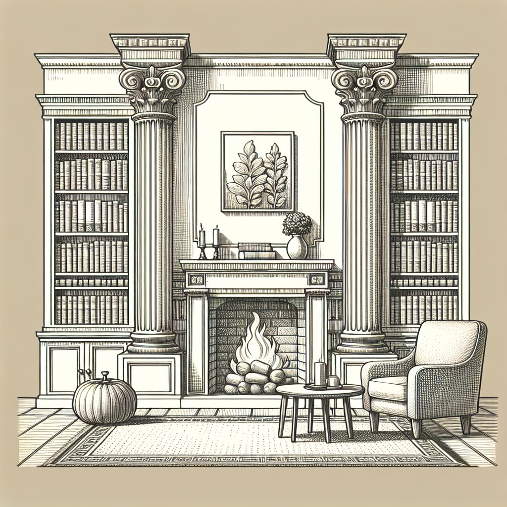 classical column inspired bookshelves for a grecian touch