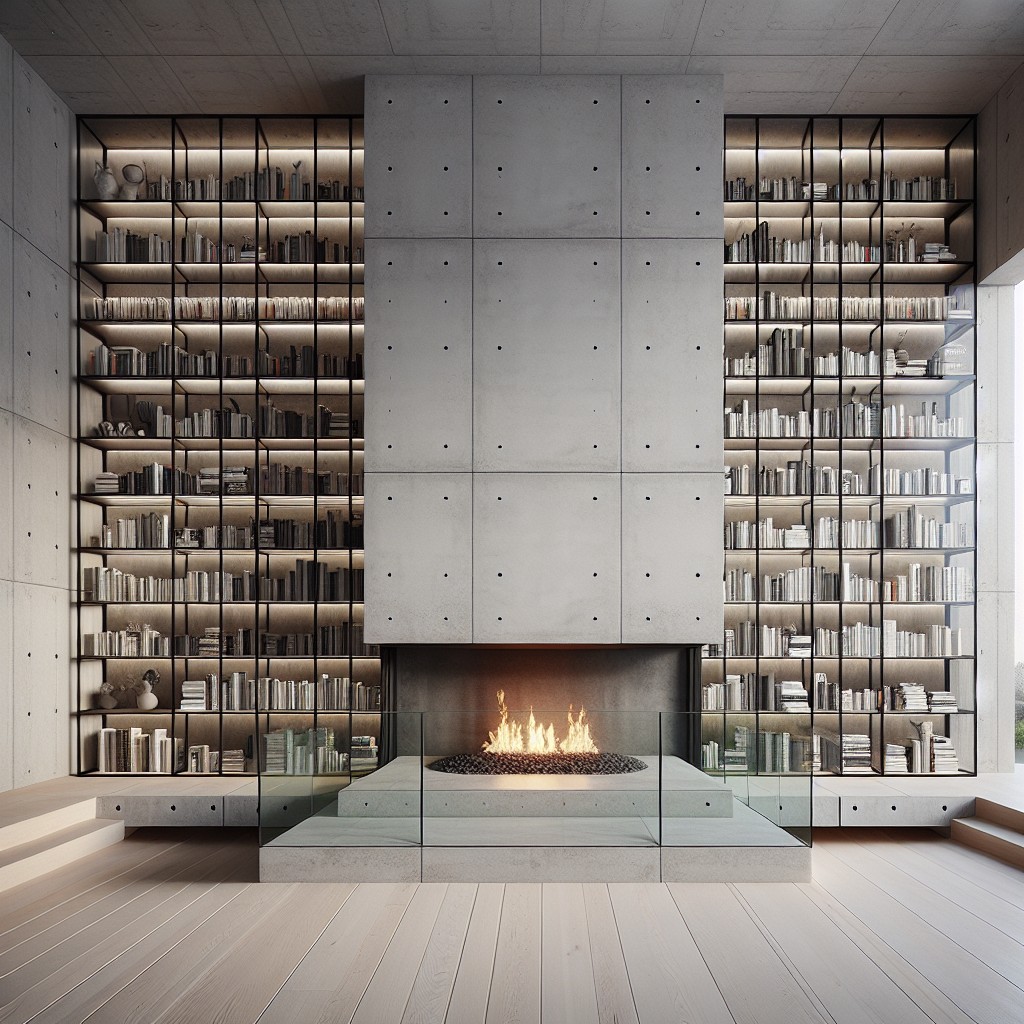 contemporary concrete and glass shelves for a modern flair