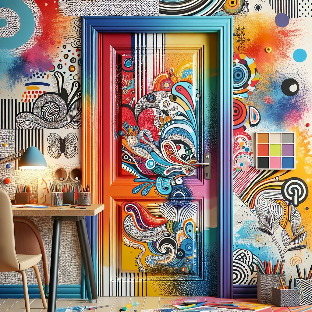 eclectic colored office doors