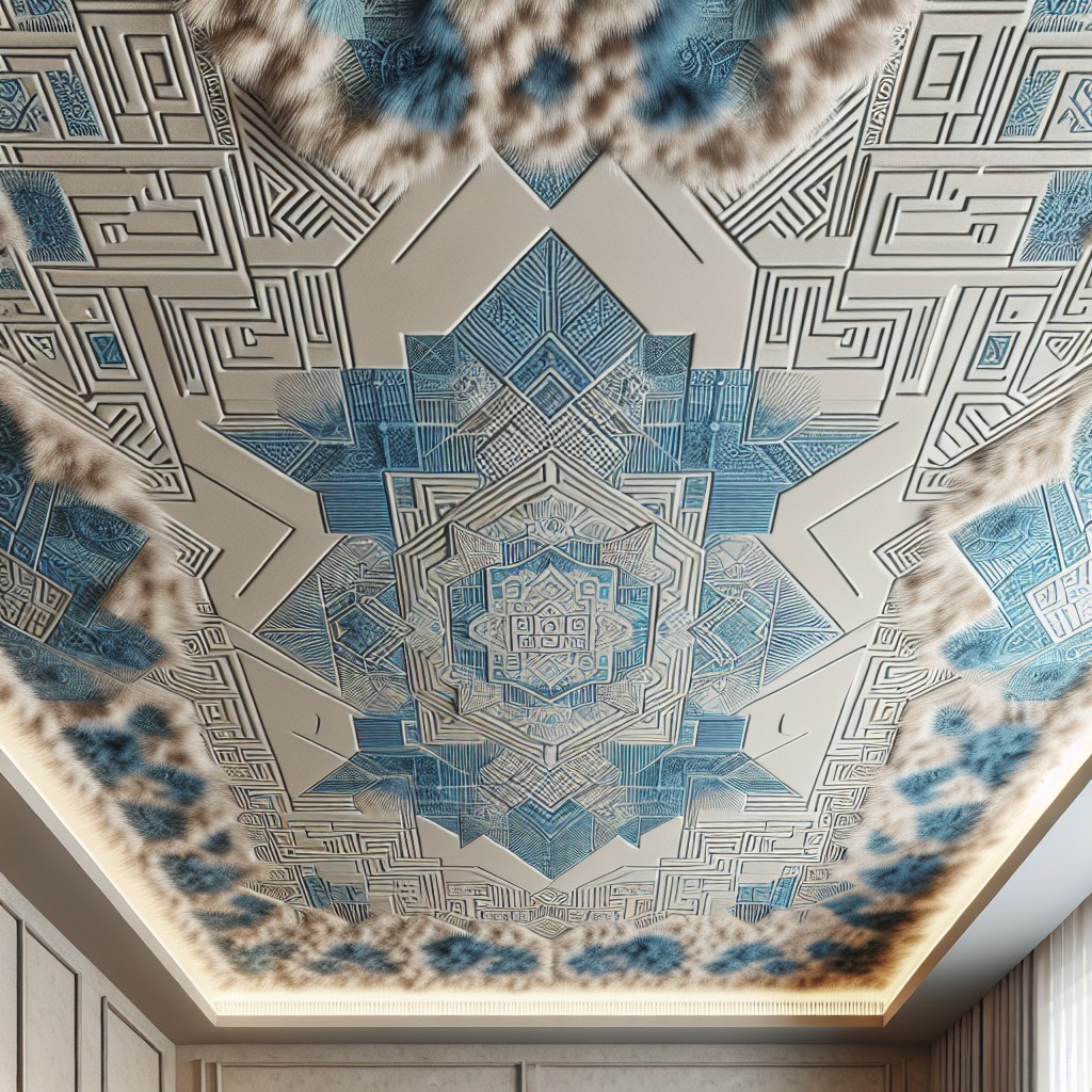 geometric paint patterns on fur down ceilings