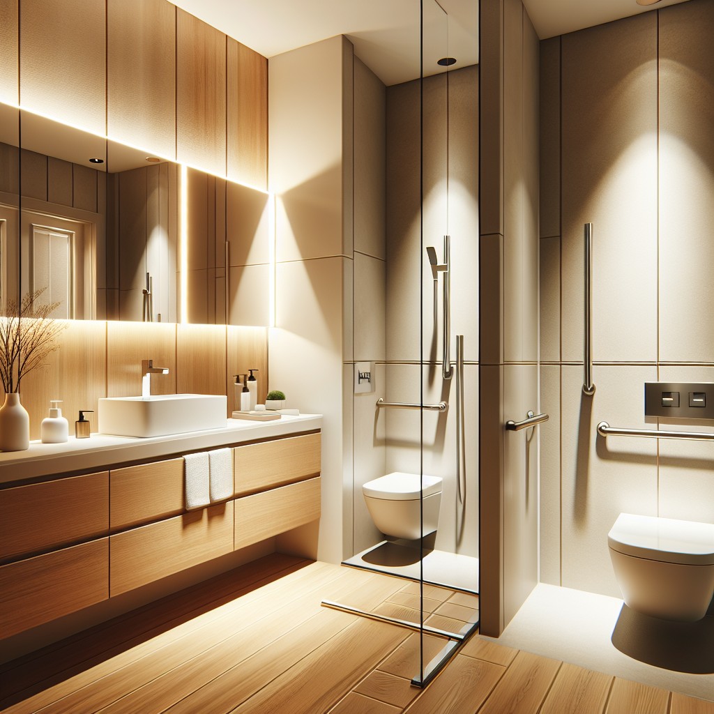 integrating shower grab bars into modern bathroom design