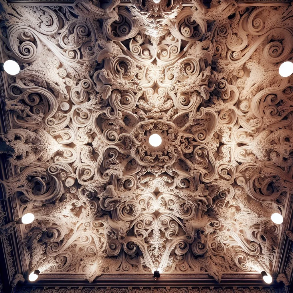 sculpted plaster fresco ceiling