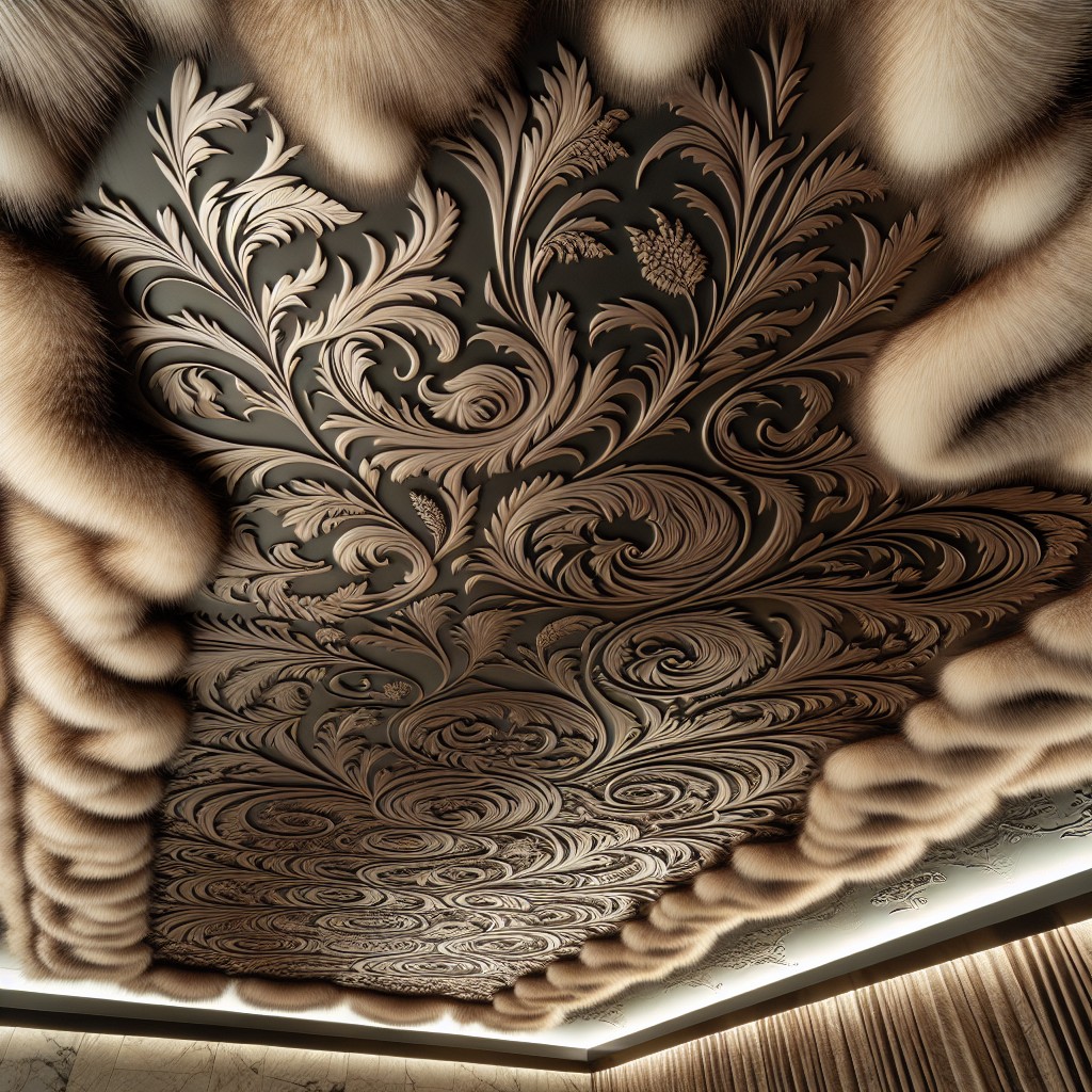 stenciled designs on fur down ceilings