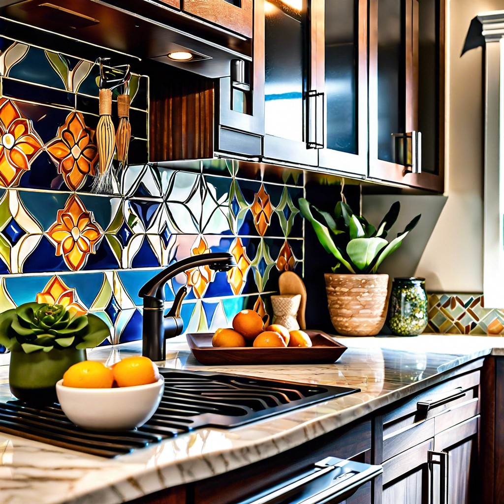 create a microwave nook with custom tile backsplash